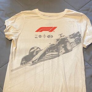 Target Cream Graphic Tee with Red and Gray Design